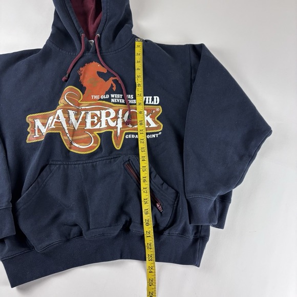 Cedar Fair Cedar Point Maverick Rollercoaster Small 1/2 Zip Pullover Hoodie Blue - Picture 7 of 9